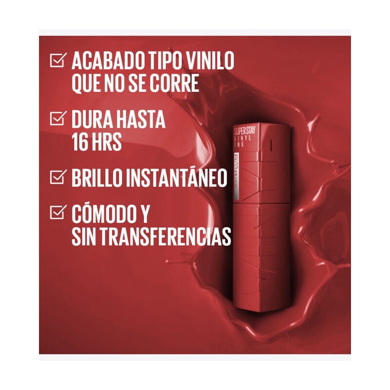 Labial Líquido Brillante Maybelline stay Vinyl Ink WICKED