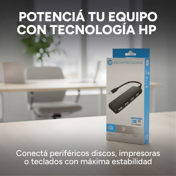 Adaptador Multipuerto Hub HP 4 Puertos USB 2.0 DHC-CT110C Color Negro