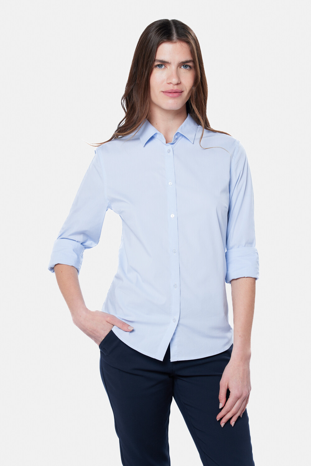CAMISA RAYADA Celeste