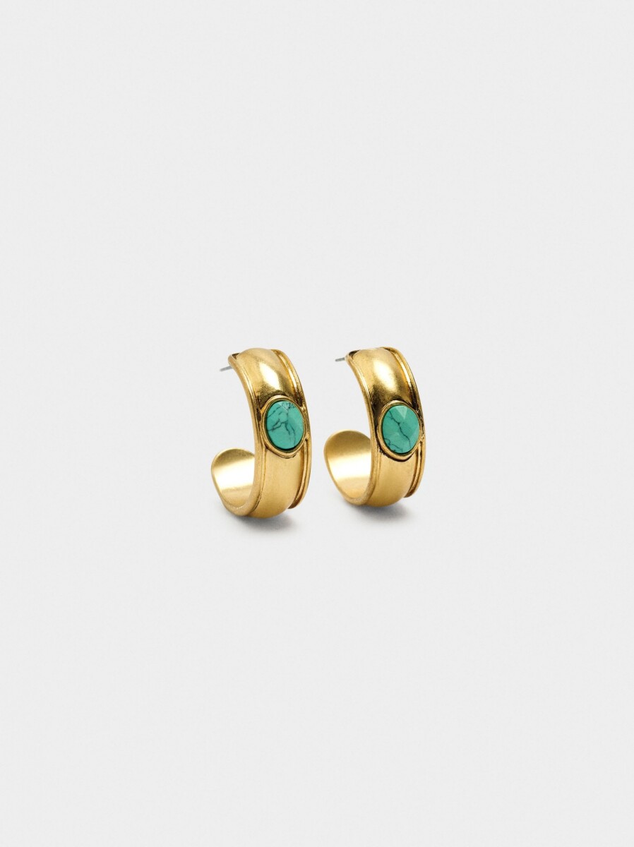 Aros Con Piedra - dorado 