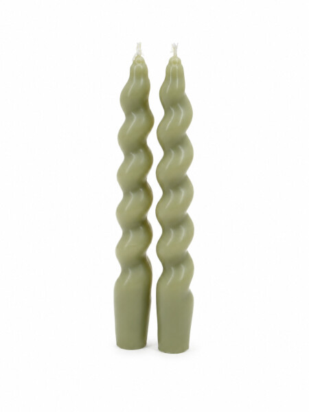 VELA CILINDRICA TORNEADA SET X 2 VERDE