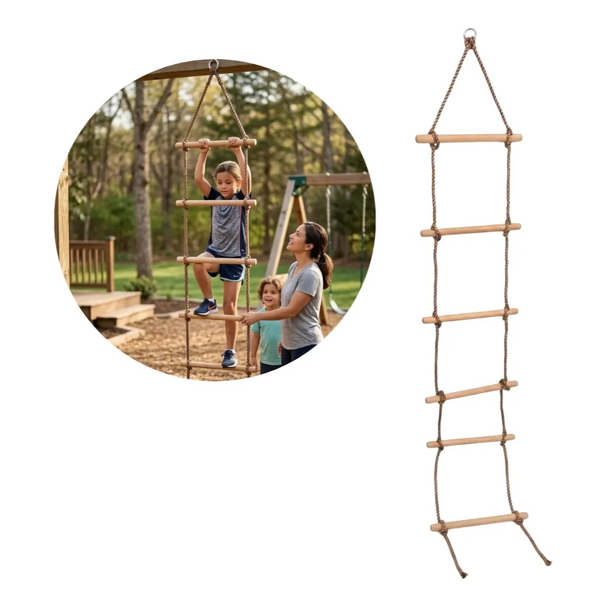Escalera de Cuerda Infantil Madera 