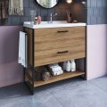 MUEBLE DE BAÑO 80 CM CON MESADA - MIEL/NEGRO MUEBLE DE BAÑO 80 CM CON MESADA - MIEL/NEGRO