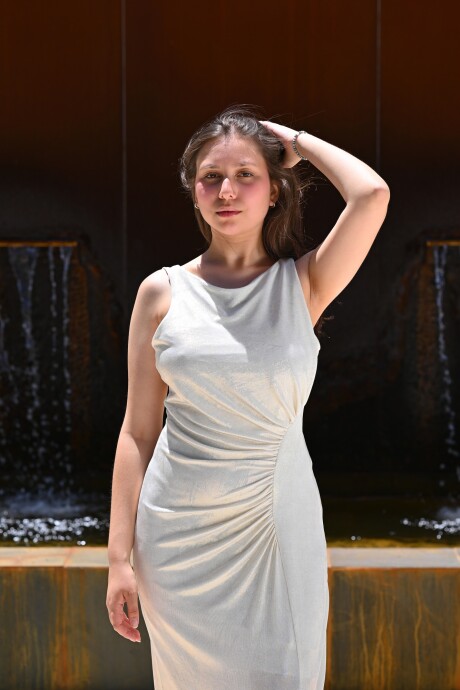 Vestido largo Fabricia Gris claro metalizado