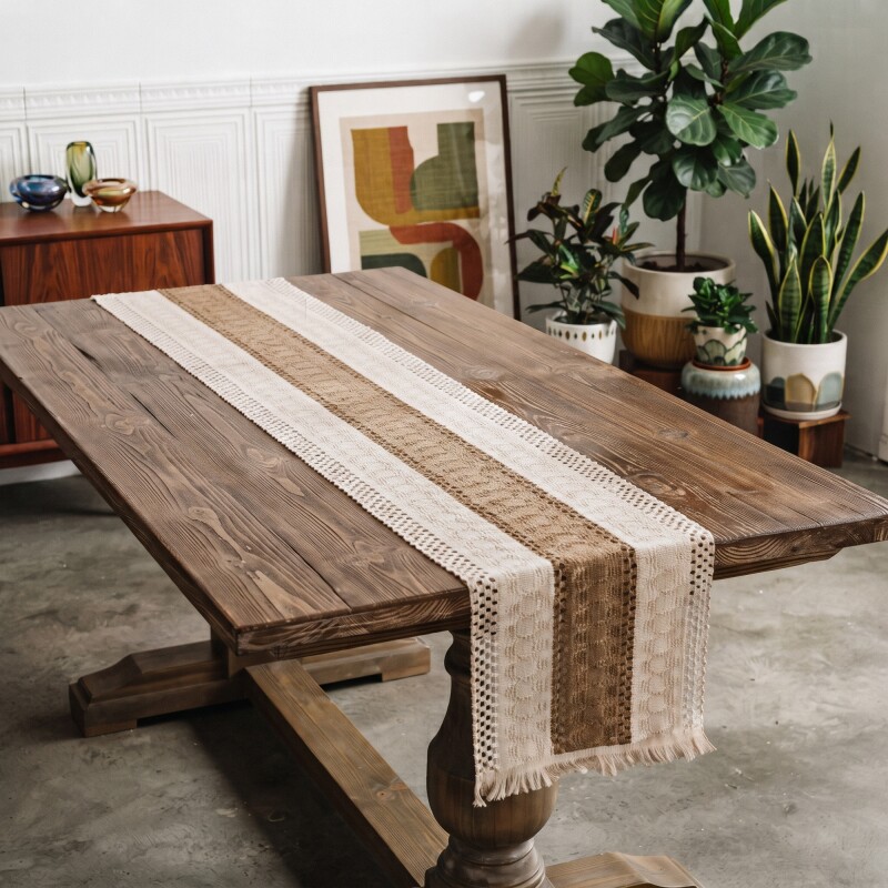 Sendero caminero de mesa tejido Menorca 30x180cm Marrón