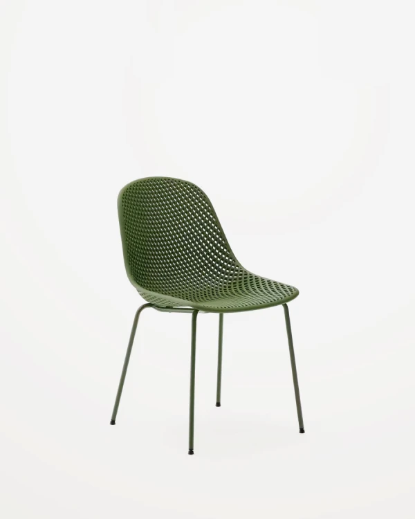 Silla de exterior Quinby con patas de acero verde Silla de exterior Quinby con patas de acero verde