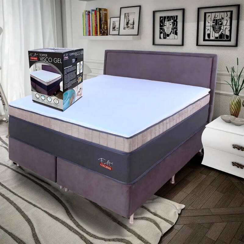 Pillow top viscogel 2 plazas 3,5cm 138 x 188 x 3,5cm GRIS