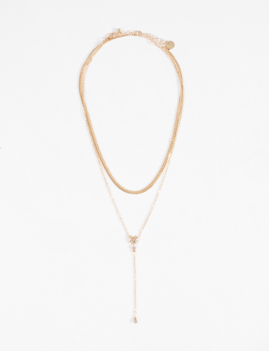 Collar strass doble vuelta - dorado 