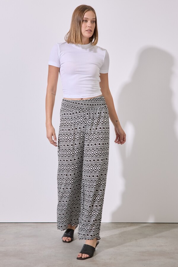 Pantalon Pull On Print NEGRO/BLANCO