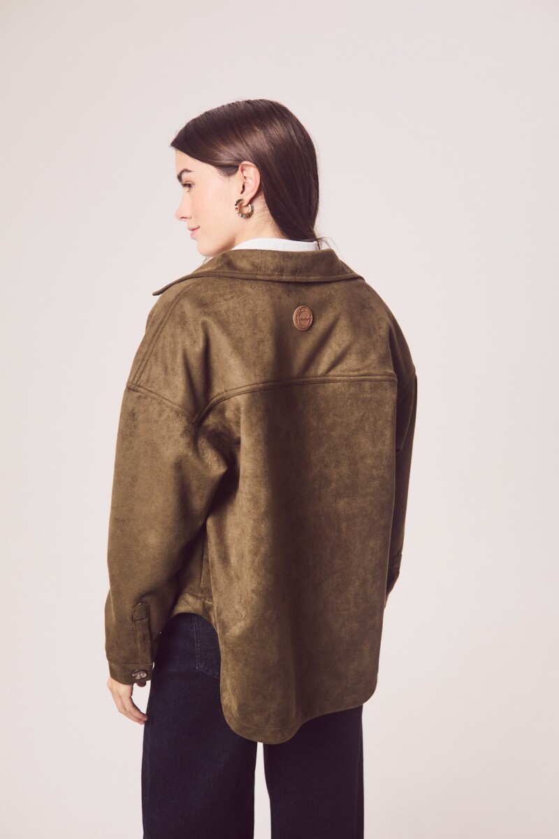Sobrecamisa Gamuza Cuero Vegano Verde Oliva