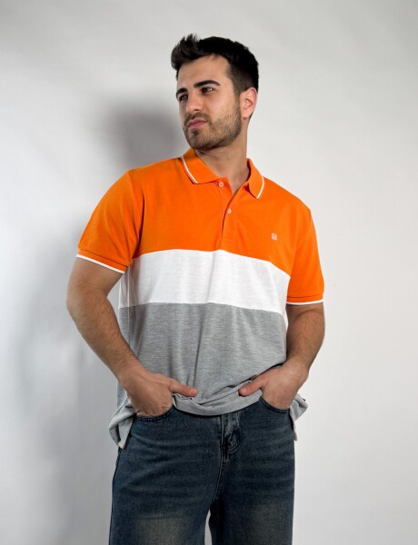 Remera polo pique combinada Costa Naranja