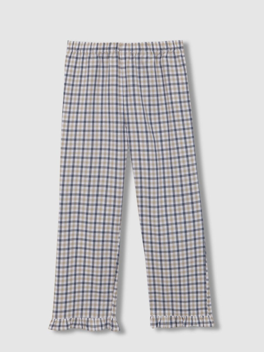 Pijama De Cuadro Vichy Gris Azulado