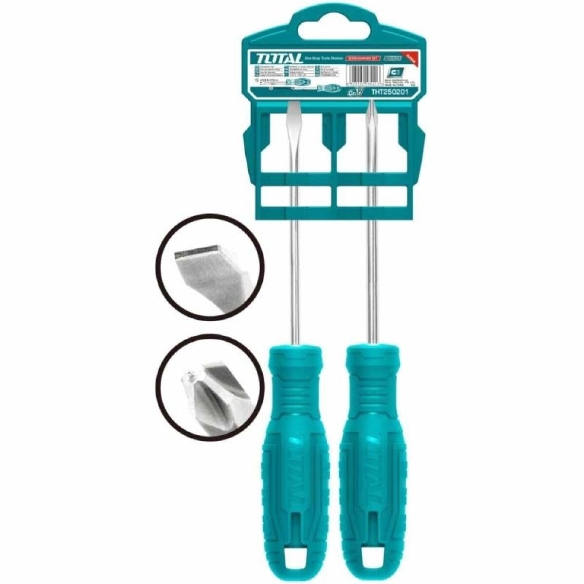 Destornilladores Set De 2 Mango Plastico Total/ingco 