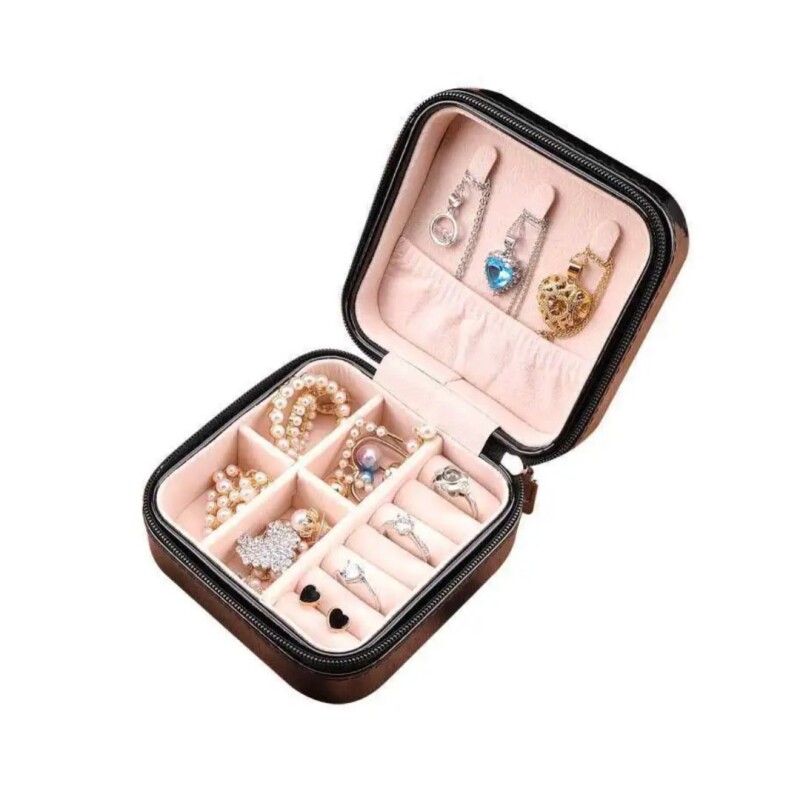 Joyero Alhajero Estuche Organizador Joyas Anillos Pulseras Color negro