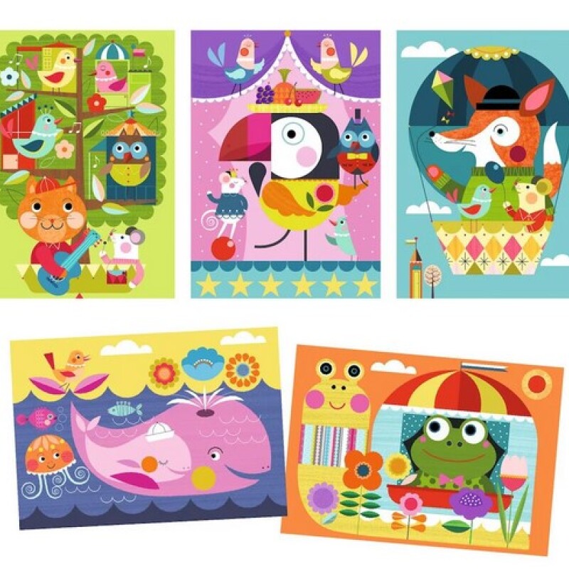 DJ0004 Tarjetas Para Rascar Y Descubrir X5 Un. 21x28 Cm Djeco - Animales