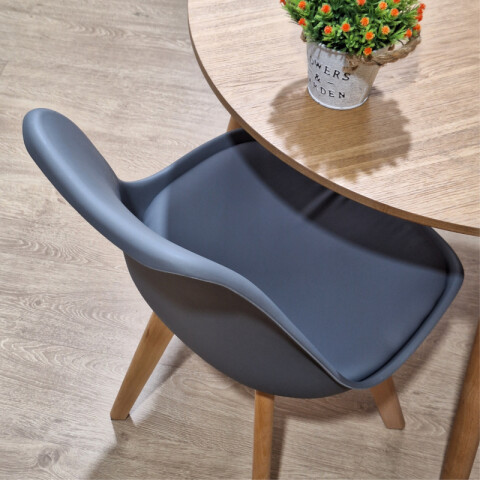 Silla Eames Diseño Tulip con Asiento Alcolchado y Patas de Madera - Gris Silla Eames Diseño Tulip con Asiento Alcolchado y Patas de Madera - Gris