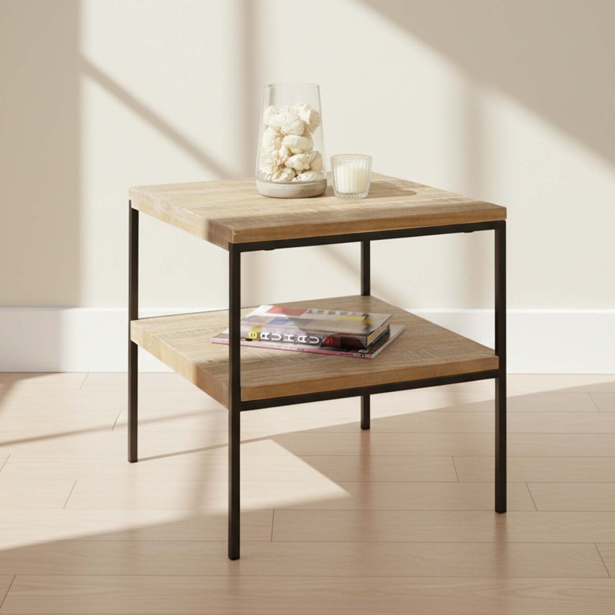 MESA DE LIVING LATERAL - ARRIME - MADERA NATURAL-BEIGE MADISON NATURAL 