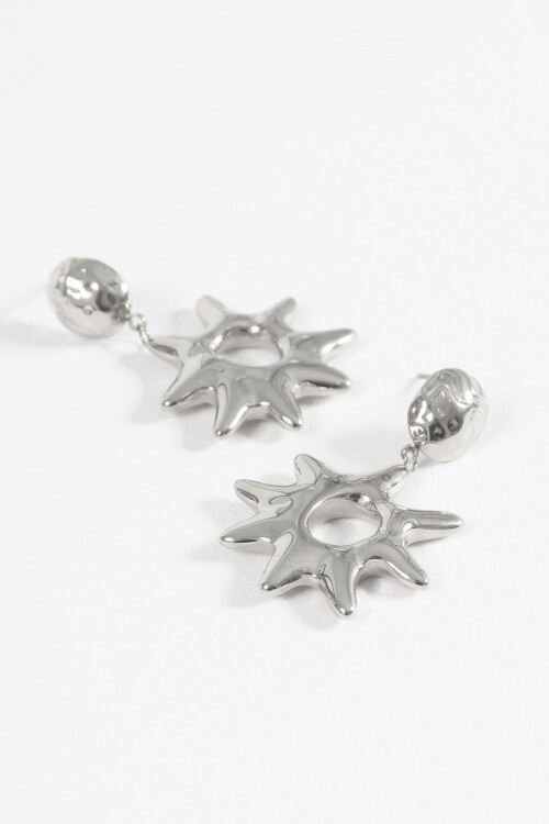 Aros acero con dije estrella plateado