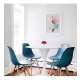 Silla Eames De Comedor Tapizada Azul Patas De Madera Azul