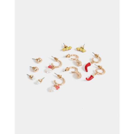 Set De Aros De Frutas Dorado