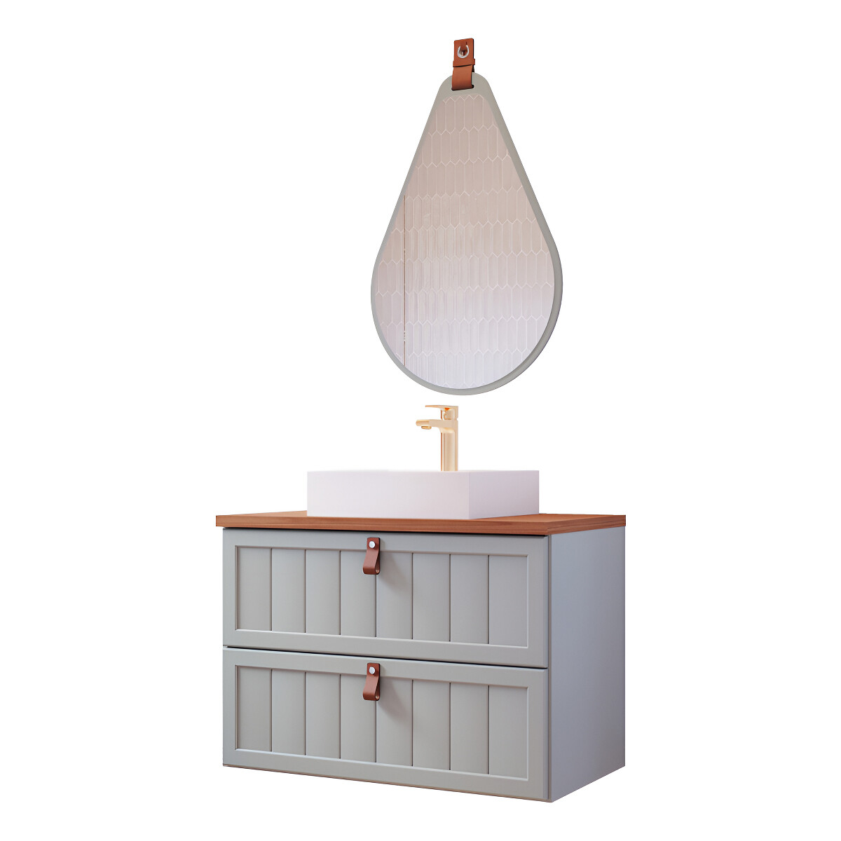 Mueble De Baño Mgm Sense De 80 Cm En Mdf, 1 Gv, 1 Unidad Color Pistacho/freejo 