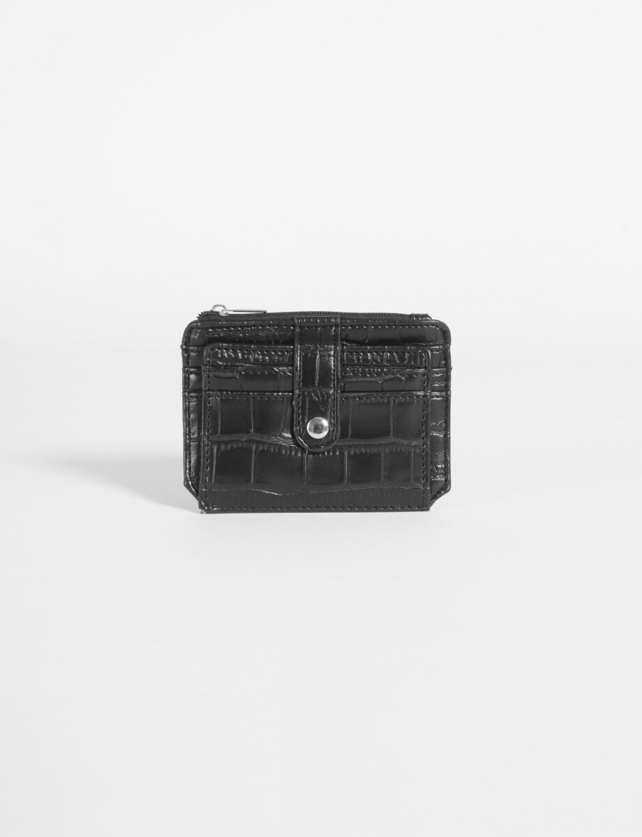 Tarjetero clip croco - negro 