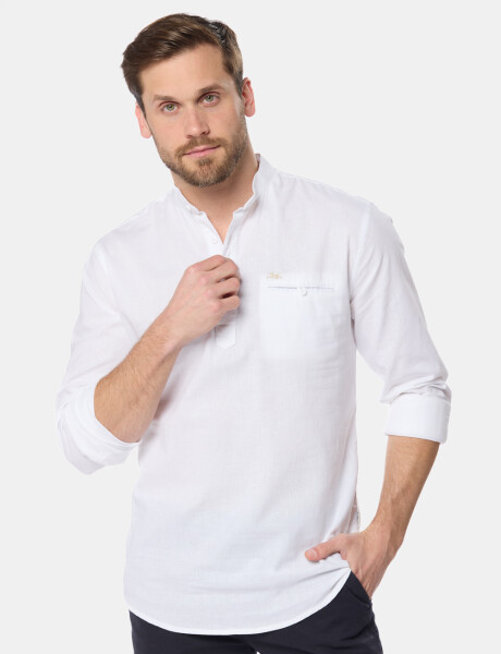 CAMISA DE LINO CUELLO MAO Blanco