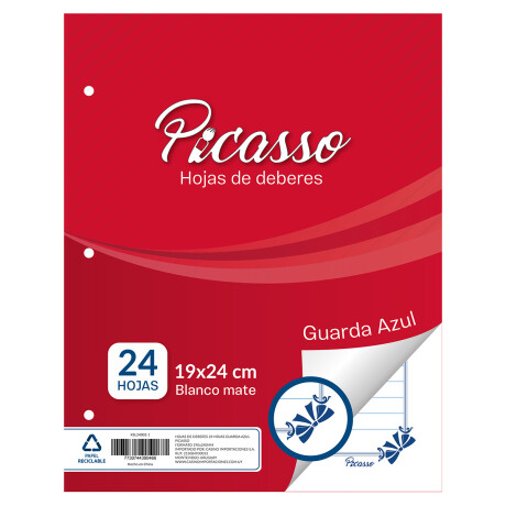 Hojas de deberes x24 Picasso Margen Azul Hojas de deberes x24 Picasso Margen Azul