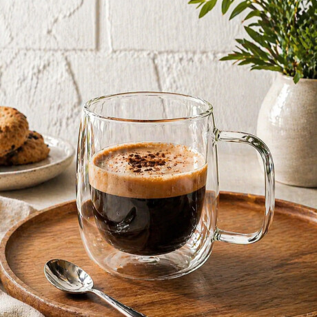 Pocillo doble pared de vidrio con asa - 450ml Sc