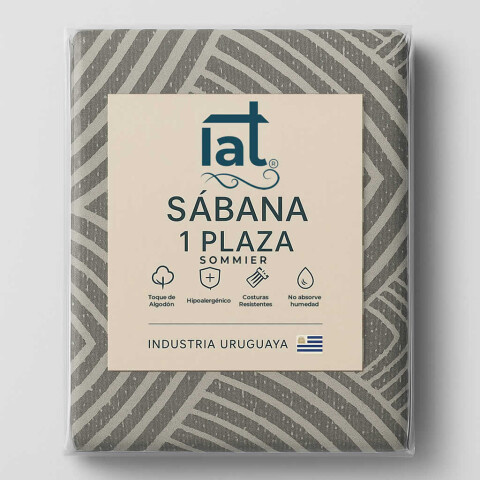 Juego De Sabanas 1 Plaza Sommier Toque Algodón Gris - Geométrica Juego De Sabanas 1 Plaza Sommier Toque Algodón Gris - Geométrica