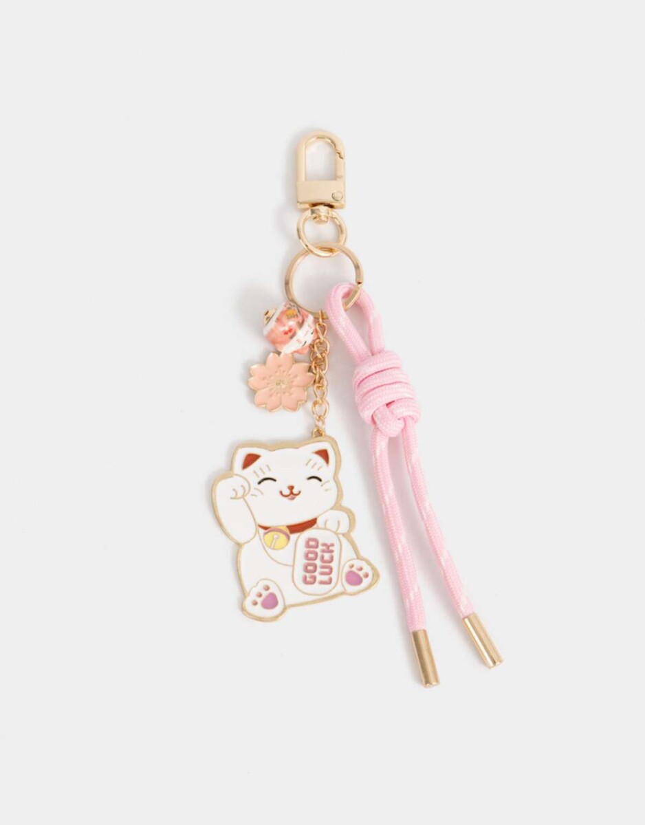 Llavero Y Charm De Gatito ''girly Coffee Era'' - Dorado 