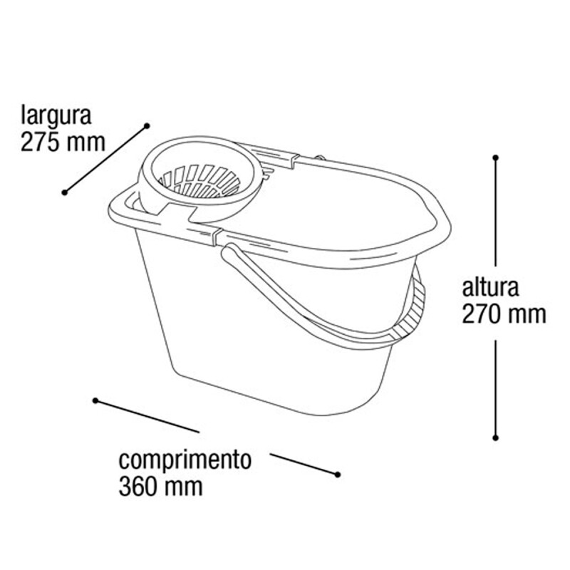 Balde con centrifugadora para mopa 14 lts NEGRO
