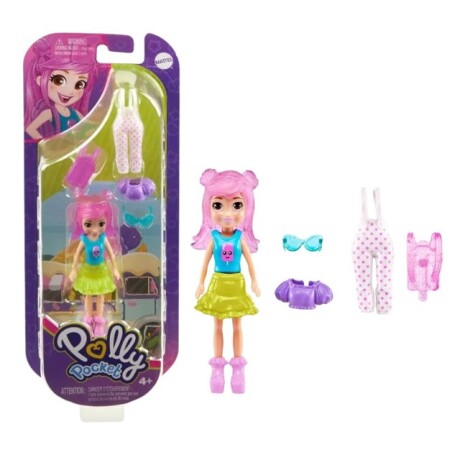 Figura Polly Pocket con Pequeño Pack de Moda ROSA