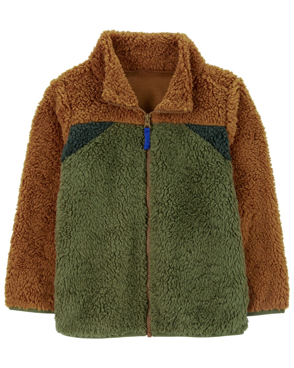 Campera de sherpa, diseño colorblock 