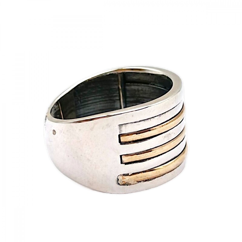 Anillo Tiras- Plata y Oro-Sin Piedra-AN5031 sinpiedra