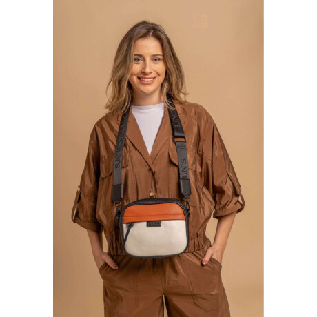 Bandolera Palma Blanco - Caramelo Y Negro