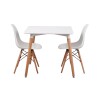 Juego de Comedor Eames Mesa cuadrada + 2 sillas Blanco