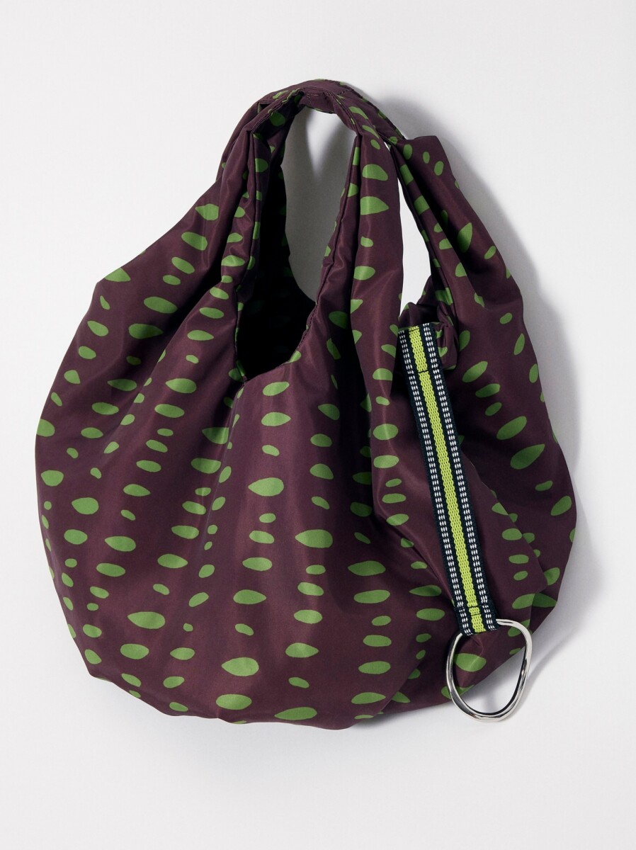 Bolso De Hombro Nylon Estampado - burdeos 