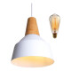Lampara Colgante De Techo Color Y Madera Diseño Nordico Blanco