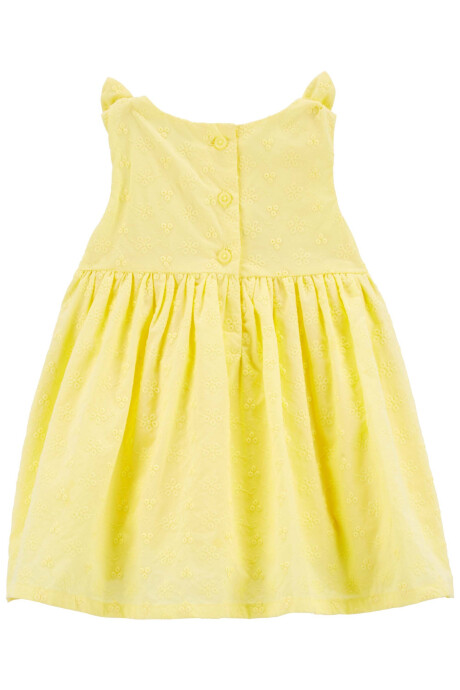 Vestido de algodón con lazos y ojales, amarillo Sin color