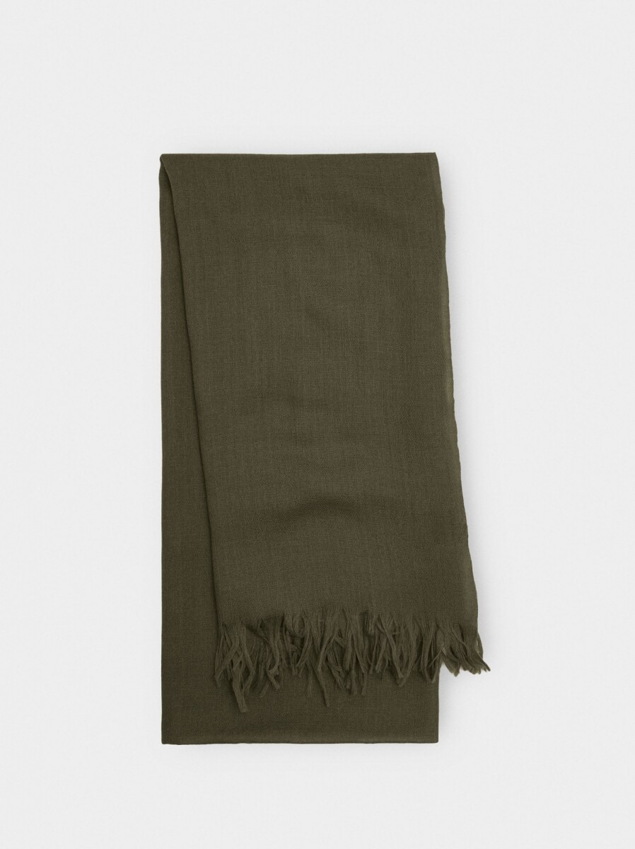 Pashmina De Lana Con Flecos - caqui 