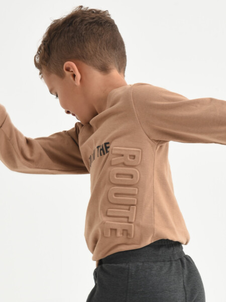 Camiseta manga larga con relieve Camel