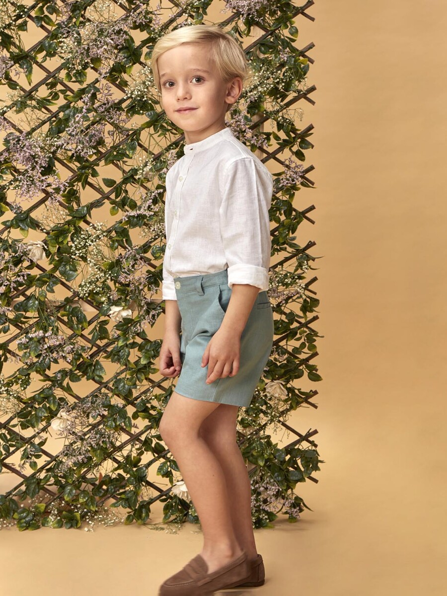 Pantalon Corto De Lino Verde