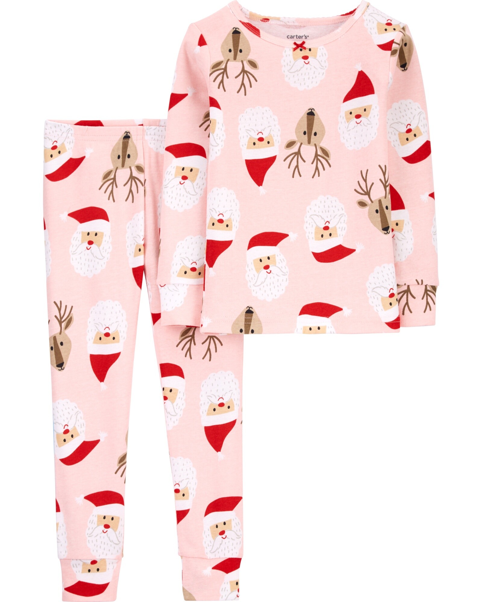 Pijama Dos Piezas Remera Manga Larga y Pantalón Papá Noel Algodón Sin color