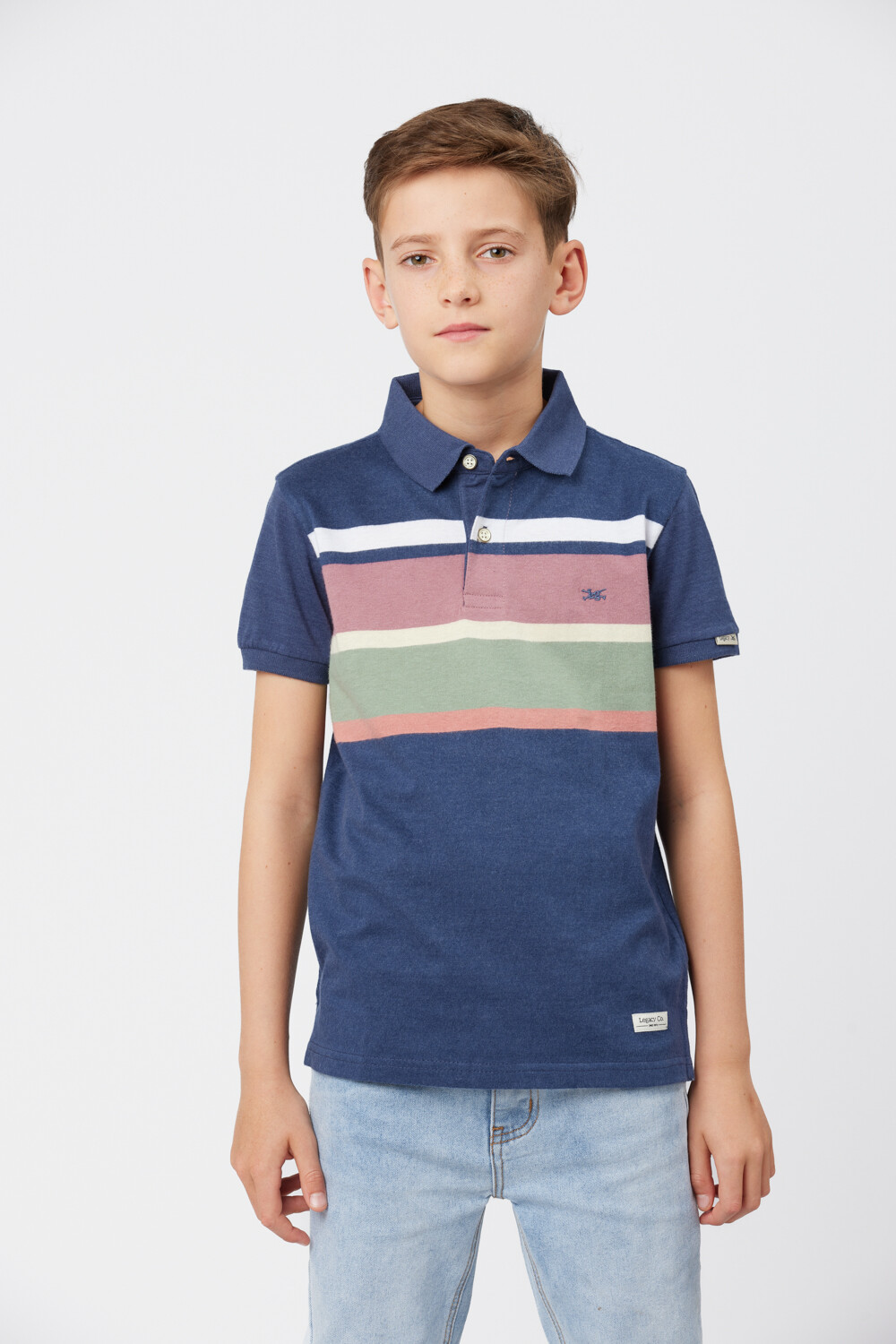 REMERA POLO RAYADA Azul