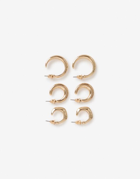 Aros Argollas Set Metal Set De Argollas Metal - Dorado