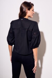 Blusa Encaje Bordados Negro