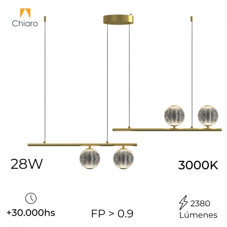 Colgante led lineal cuatro esferas dorado 28W Colgante led lineal cuatro esferas dorado 28W