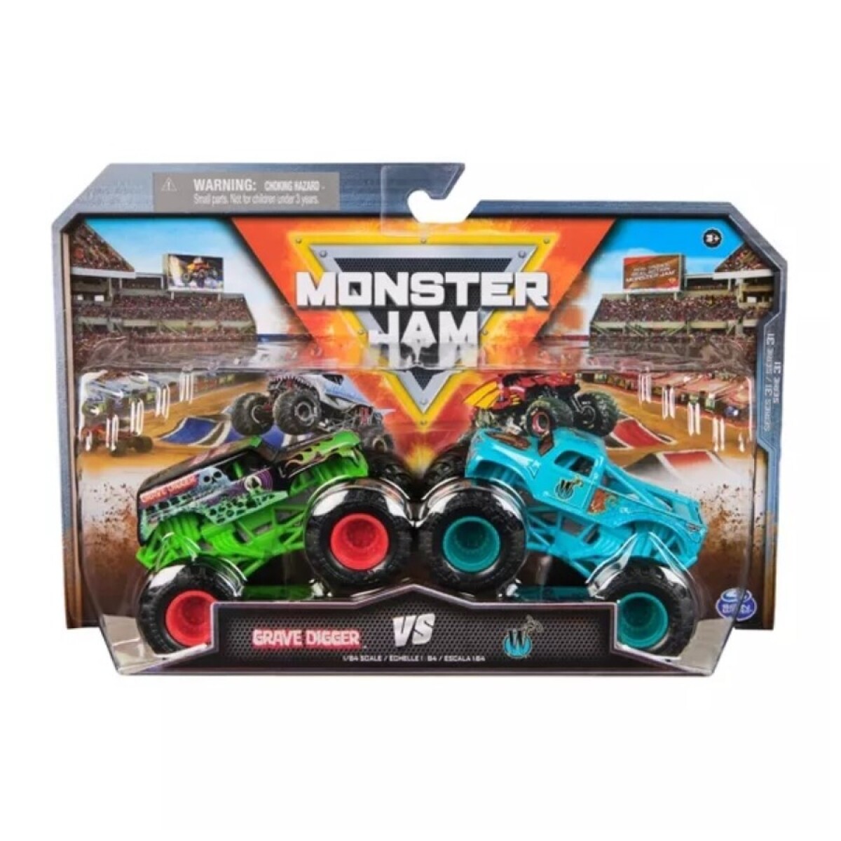 Pack X2 Vehículos Monster Jam 58702 1:64 Grave Digger 