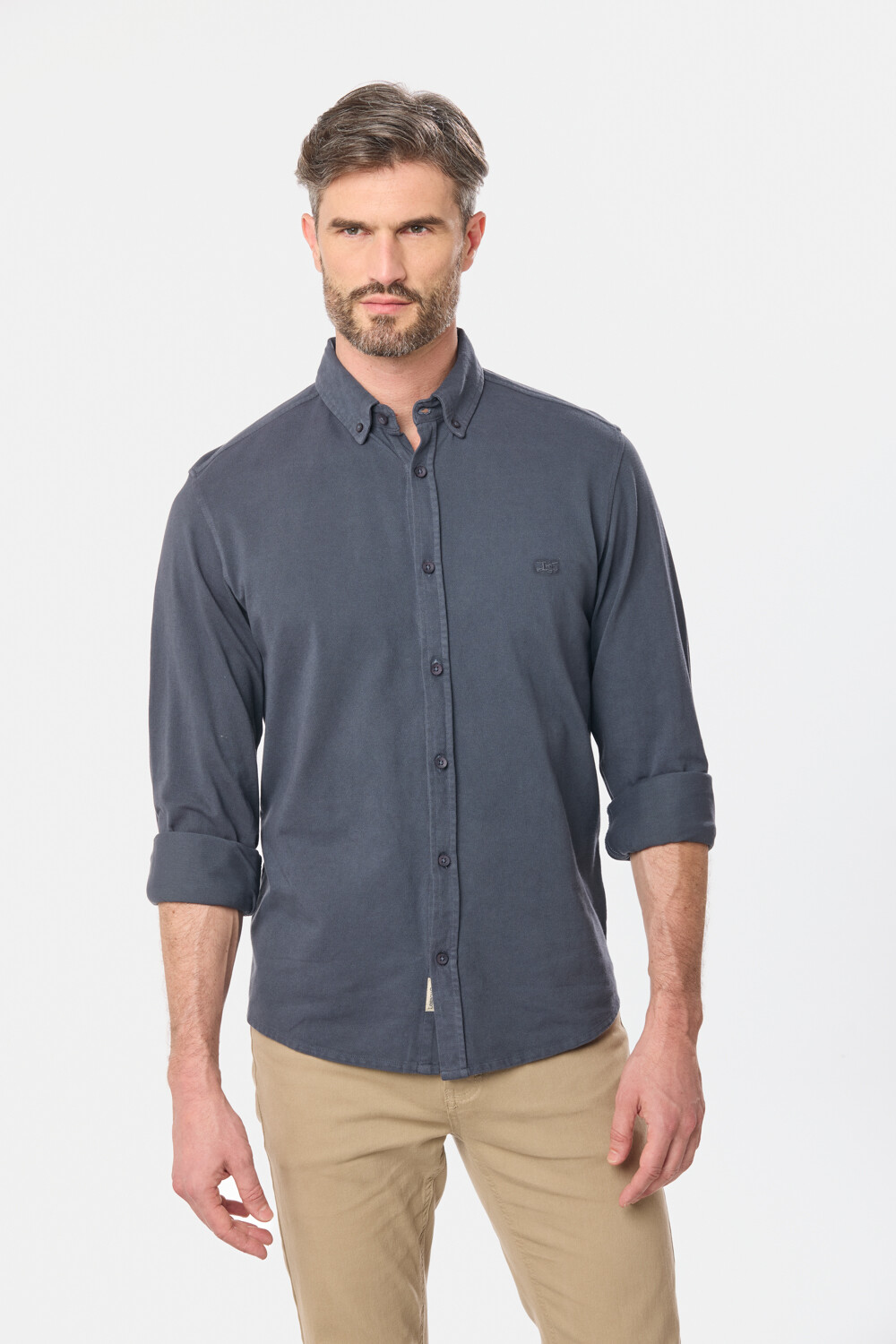 CAMISA PIQUE LISA MANGA LARGA Azul
